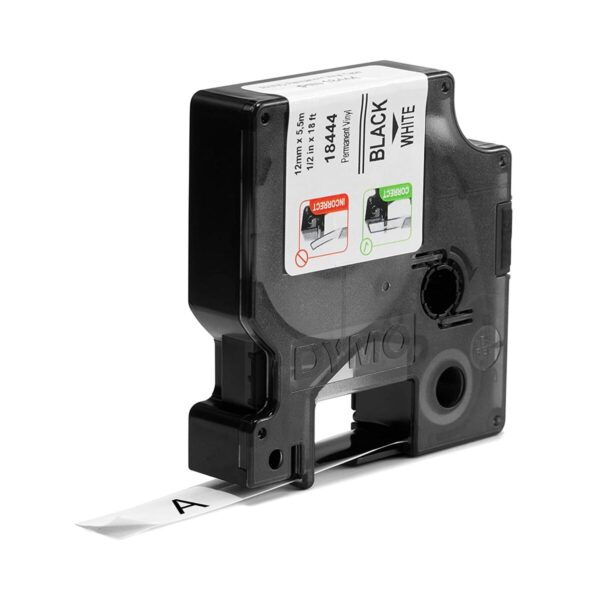 Cinta Laminada para Rotuladoras Dymo 18444 Blanco Negro/Blanco 12 mm - Imagen 3