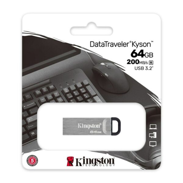 Memoria USB Kingston Kyson Negro Acero 64 GB (1 unidad) - Imagen 3