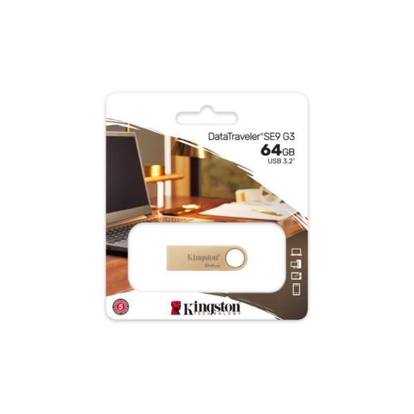 Memoria USB Kingston DTSE9G3/64GB 64 GB Dorado - Imagen 2