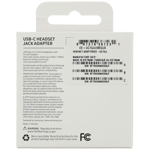 Adaptador USB C a Jack 3.5 mm Samsung EE-UC10JUWE - Imagen 3
