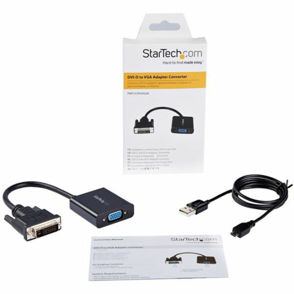 Adaptador DVI-D a VGA Startech DVI2VGAE Negro - Imagen 2