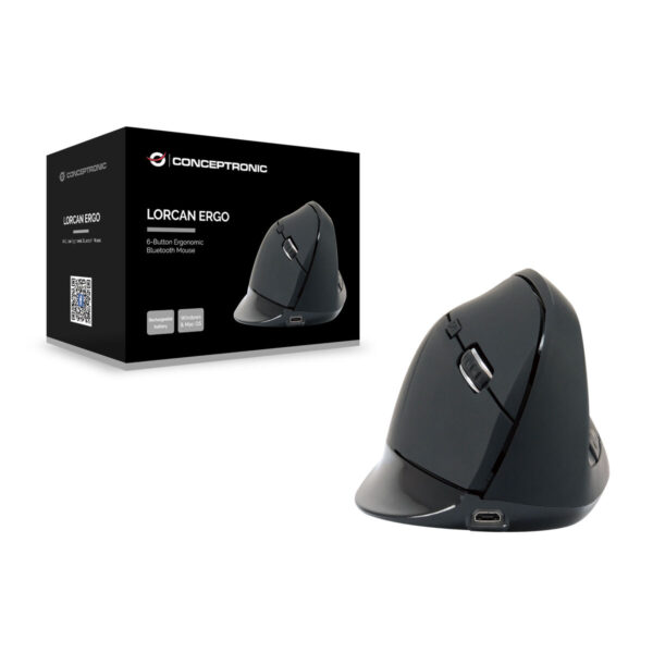 Ratón Ergonómico Óptico Conceptronic LORCAN03B Negro - Imagen 2