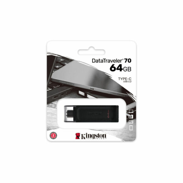 Memoria USB Kingston DT70/64GB usb c Negro 64 GB - Imagen 2