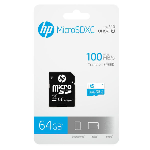 Tarjeta de Memoria Micro SD con Adaptador HP HP-MSDCWAU1-64GB 16 GB 64 GB Clase 10 100 Mb/s - Imagen 4