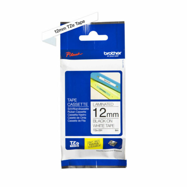 Cinta Laminada para Rotuladoras Brother TZe231 Negro/Blanco