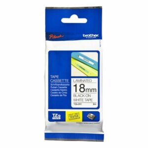 Cinta Laminada para Rotuladoras Brother TZE241 Negro/Blanco 18mm