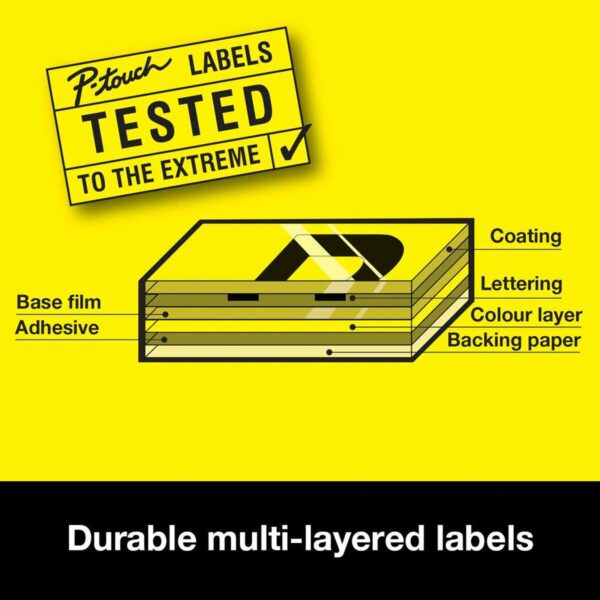 Cinta Laminada para Rotuladoras Brother TZE-641 Amarillo Negro Negro/Amarillo 18mm - Imagen 5