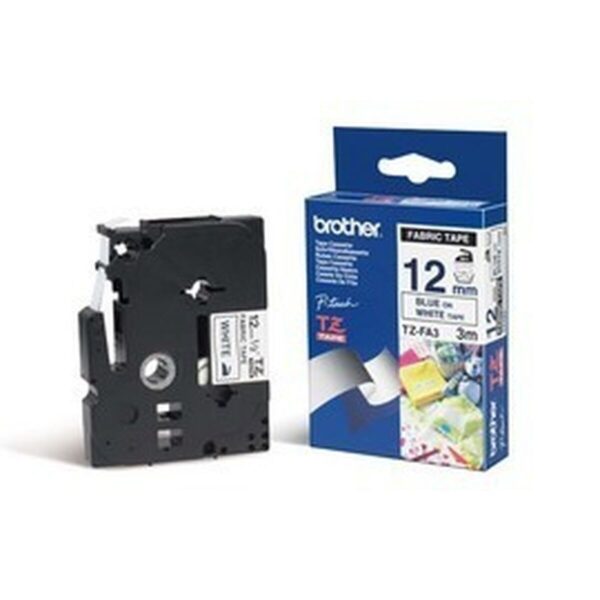 Cinta Laminada para Rotuladoras Brother TZe-FA3 Azul/Blanco 12 mm 12 mm x 3 m
