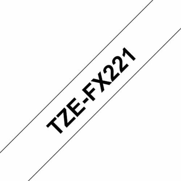 Cinta Laminada para Rotuladoras Brother TZe-FX221 Negro Negro/Blanco (9 mm x 8 m) - Imagen 2