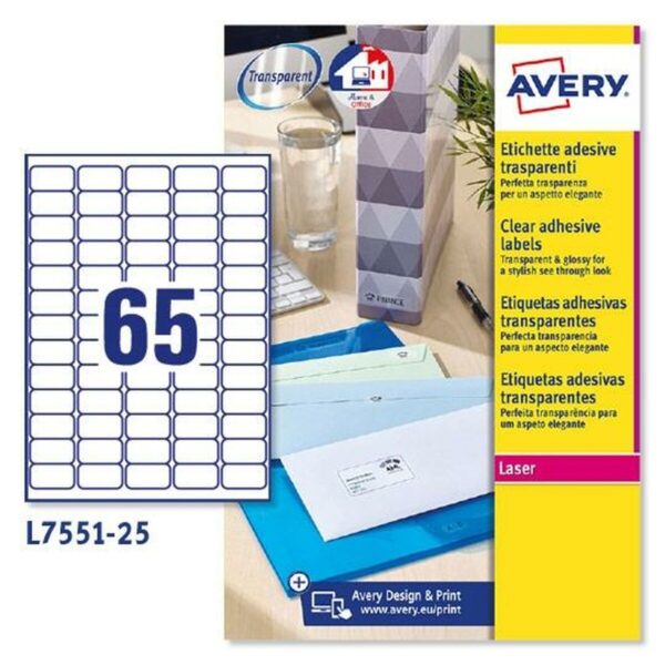 Etiquetas adhesivas Avery Transparente 210 x 297 mm 38,1 x 21,2 mm - Imagen 2