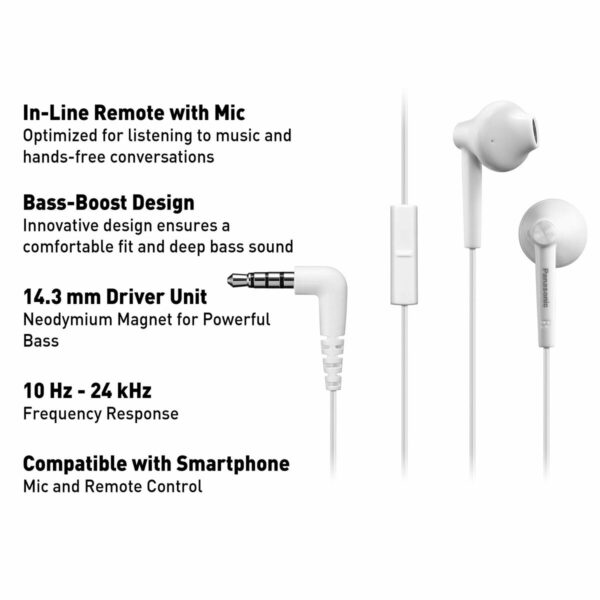 Auriculares con Micrófono Panasonic RP-TCM55E-W Blanco - Imagen 4