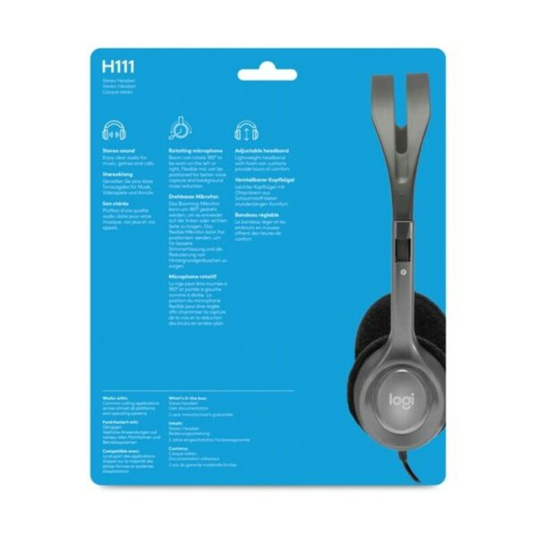 Auriculares con Micrófono Logitech H111 Negro Gris - Imagen 2