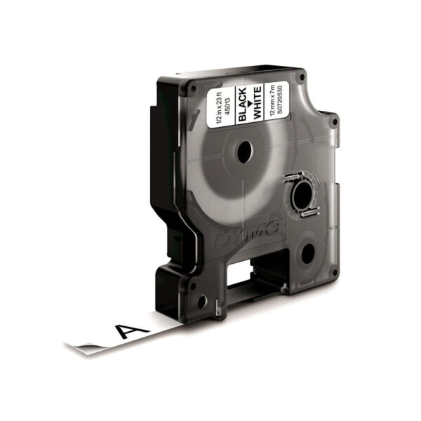 Cinta Laminada para Rotuladoras Dymo D1 45013 12 mm LabelManager™ Blanco Negro (5 Unidades) - Imagen 3