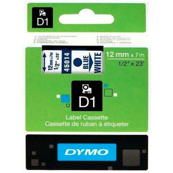 Cinta Laminada para Rotuladoras Dymo D1 45014 12 mm LabelManager™ Blanco Azul Negro (5 Unidades) - Imagen 2