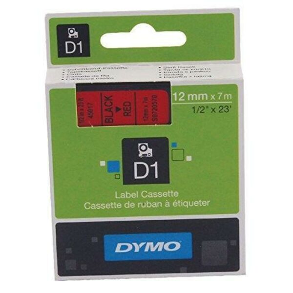 Cinta Laminada para Rotuladoras Dymo D1 45017 12 mm LabelManager™ Rojo Negro (5 Unidades) - Imagen 2