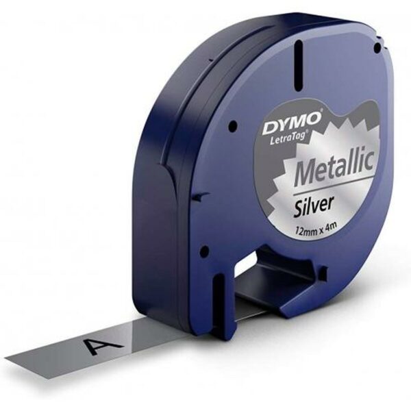 Cinta Laminada para Rotuladoras Dymo 91208 LetraTag® Negro Plata 12 mm (10 Unidades) - Imagen 2