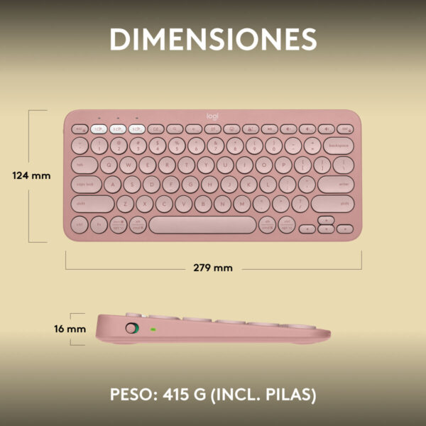 Teclado Inalámbrico Logitech K380s Rosa Qwerty Español - Imagen 8