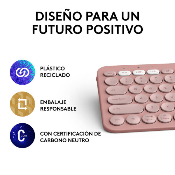 Teclado Inalámbrico Logitech K380s Rosa Qwerty Español - Imagen 4