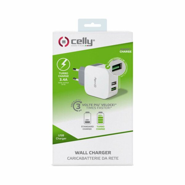 Cargador de Batería Celly TC2USBTURBO Blanco - Imagen 2