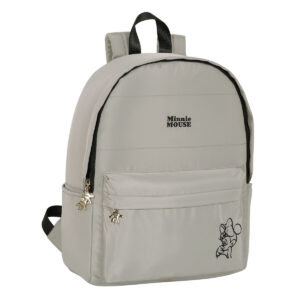 Mochila para Portátil Minnie Mouse Teen Sand Gris claro 31 x 40 x 16 cm