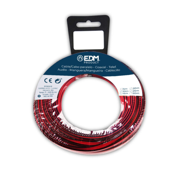 Cable Coaxial Antena TV EDM 28010 Negro Rojo Rojo/Negro 25 m 2 x 1,5 mm - Imagen 2