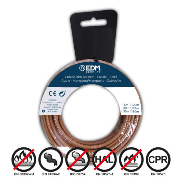 Cable Coaxial Antena TV EDM 28457 Marrón 10 m 2,5 mm - Imagen 2