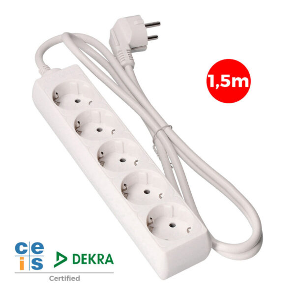 Regleta Enchufes 5 Tomas sin Interruptor EDM 41005 Schuko (1,5 m) - Imagen 2