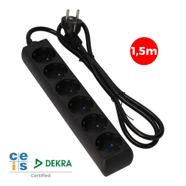Regleta Enchufes 6 Tomas sin Interruptor EDM 41008 Schuko (1,5 m) - Imagen 2