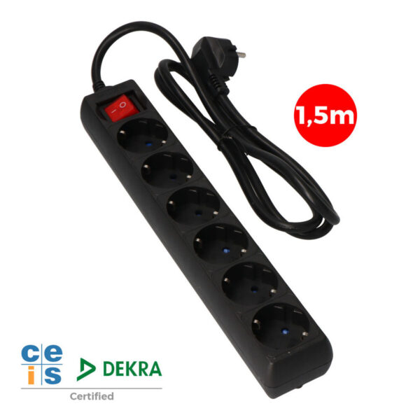 Regleta Enchufes 6 Tomas con Interruptor EDM 41014 Schuko (1,5 m) - Imagen 2