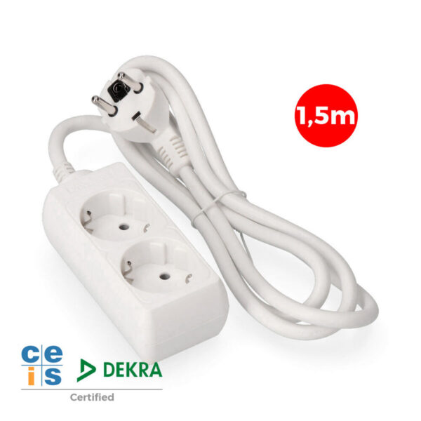 Regleta Enchufes 2 Tomas sin Interruptor EDM 41015 Schuko (1,5 m) - Imagen 2