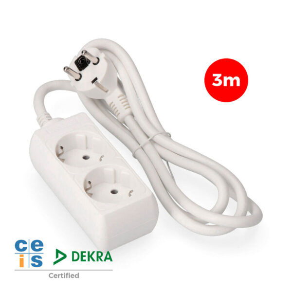 Regleta Enchufes 2 Tomas sin Interruptor EDM 41017 Schuko (3 m) - Imagen 2