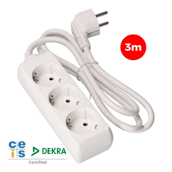 Regleta Enchufes 3 Tomas sin Interruptor EDM 41033 Schuko (3 m) - Imagen 2