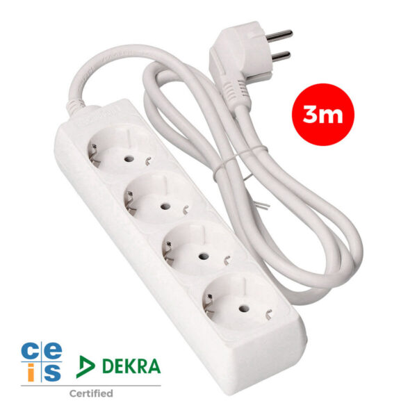 Regleta Enchufes 4 Tomas sin Interruptor EDM 41034 Schuko (3 m) - Imagen 2