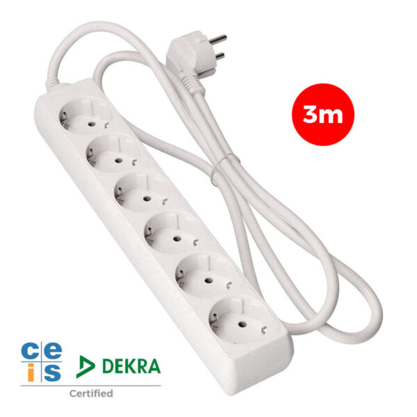 Regleta Enchufes 6 Tomas sin Interruptor EDM 41036 Schuko (3 m) - Imagen 2
