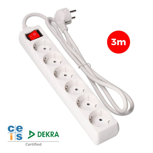 Regleta Enchufes 6 Tomas con Interruptor EDM 41046 Schuko (3 m) - Imagen 2