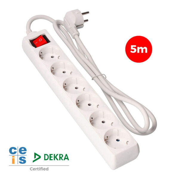 Regleta Enchufes 6 Tomas con Interruptor EDM 41066 Schuko (5 m) - Imagen 2