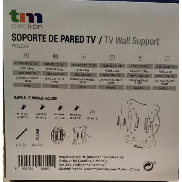 Soporte TV TM Electron 15 kg 10"-24" - Imagen 2