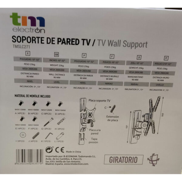 Soporte TV TM Electron 25 kg 10"-32" - Imagen 2