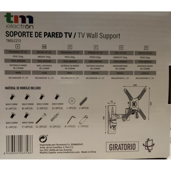 Soporte TV TM Electron 25 kg 10"-32" - Imagen 5