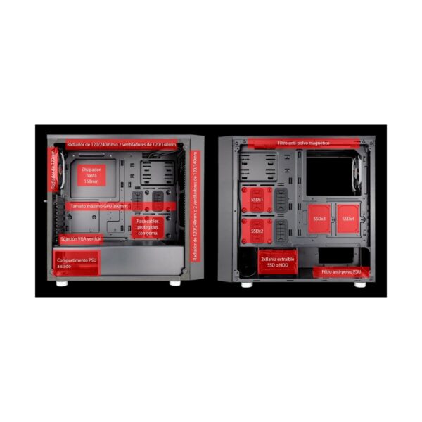 Caja Semitorre ATX Talius AURIGA Negro - Imagen 3