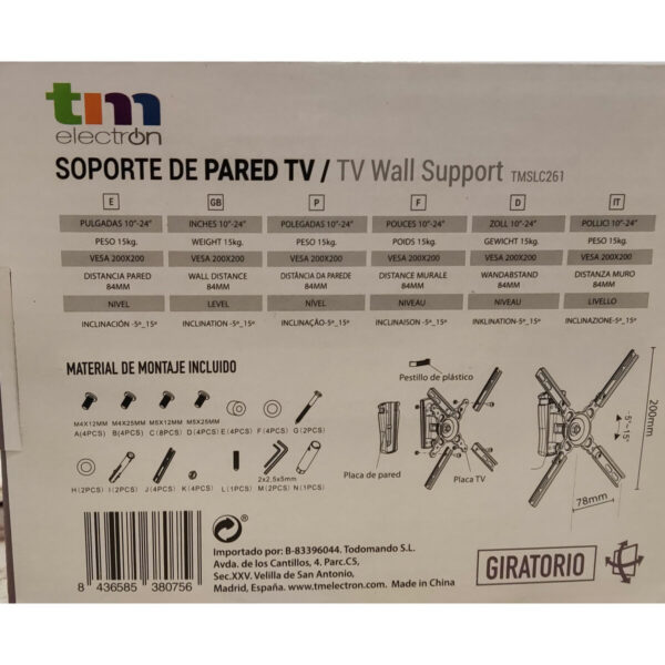 Soporte TV TM Electron 15 kg 10"-24" - Imagen 2