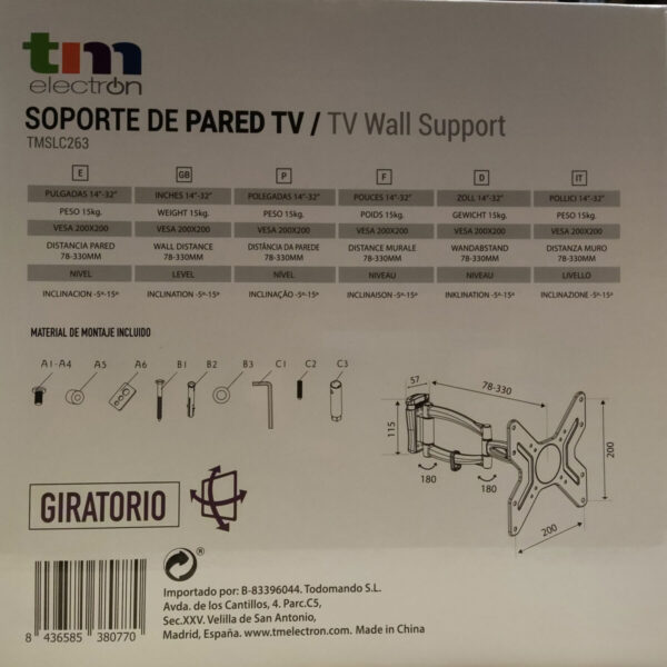 Soporte TV TM Electron 14"-32" 15 kg - Imagen 2