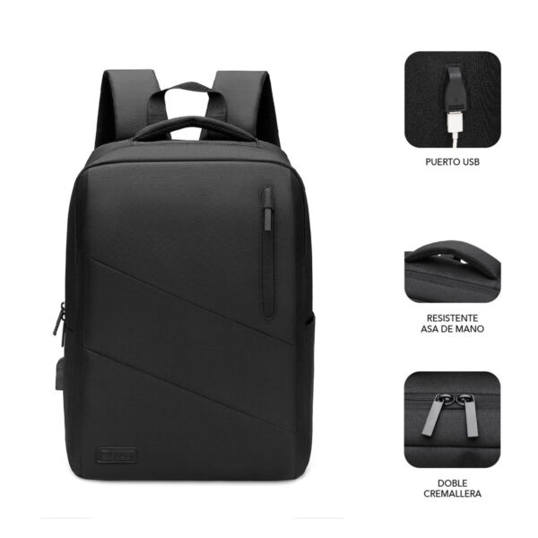 Mochila con Power Bank y Compartimento para Tablet y Portátil Subblim Oxford - Imagen 2