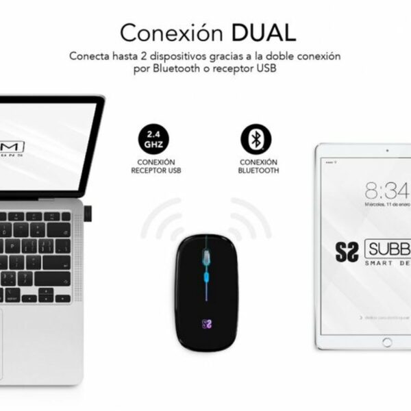 Ratón Ergonómico Óptico Subblim SUBMO-LDFLAT1 Negro 1600 dpi - Imagen 3