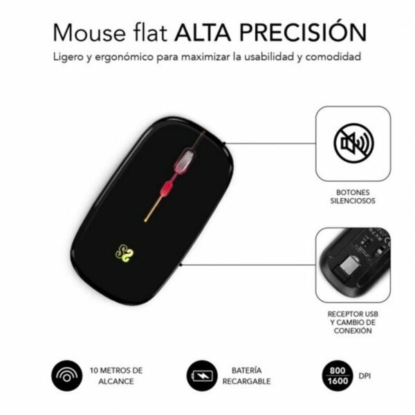 Ratón Ergonómico Óptico Subblim SUBMO-LDFLAT1 Negro 1600 dpi - Imagen 6