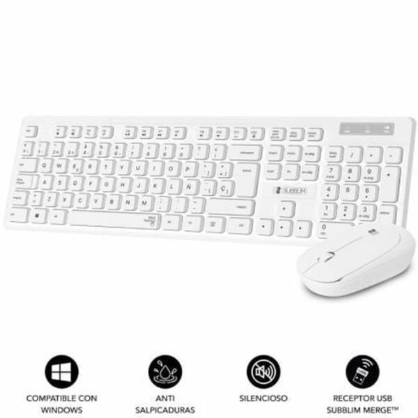 Teclado y Ratón Inalámbrico Subblim SUBKBC-CSSW11 Blanco Qwerty Español - Imagen 2