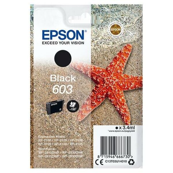 Cartucho de Tinta Original Epson P-2100, 3100, 4100 / WF-2830DWF, 2850DW - Nº 603 Negro (10 Unidades) - Imagen 2