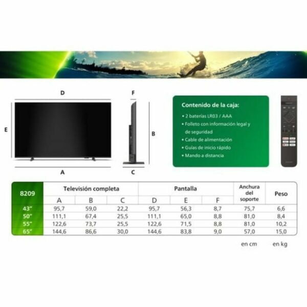 Smart TV Philips 50PUS8209/12 4K Ultra HD 50" QLED - Imagen 2