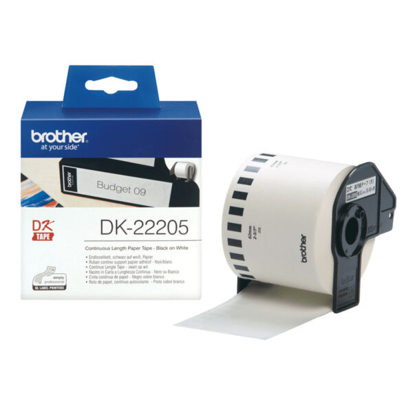 Papel Continuo para Impresoras Brother DK22205 Blanco Negro (1 unidad) - Imagen 3