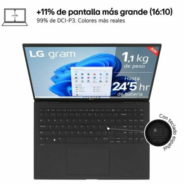Laptop LG 16ZD90S-G.AX75B 16" Intel Core Ultra 7 155H 16 GB RAM 512 GB SSD Qwerty Español - Imagen 3